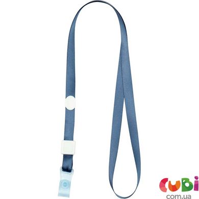 Шнурок для бейджа с силиконовым клипом, дымчатый синий 4551 (4551-15-A)