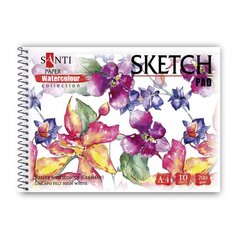Альбом для акварелі SANTI Flowers, А4, Paper Watercolour Collection, 10 арк, 200г м2, 130498