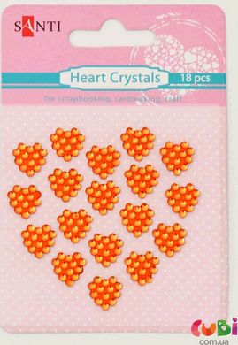 Набор кристаллов самоклеящихся оранжевые сердечки, 18 шт (952677)