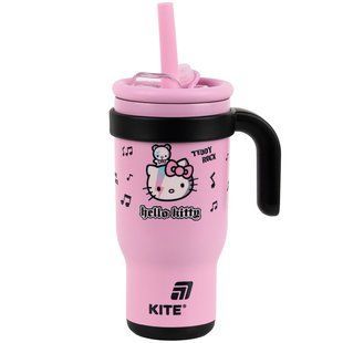 Термокружка с трубочкой Kite Hello Kitty (HK25-1266), 530мл, Розовый