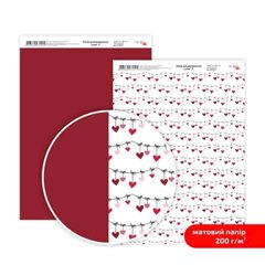 Дизайнерская бумага двухсторонняя ROSA TALENT Love №2 Матовая (5318050), Білий; Рожевий
