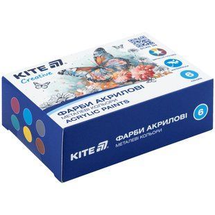 Фарби акрилові, 6 металевих кольорів, 20 мл, Kite Creative (K-273)