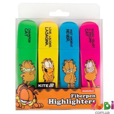 Маркер Highlighter Kite Гарфилд GF25-444, набор из 4-х цветов