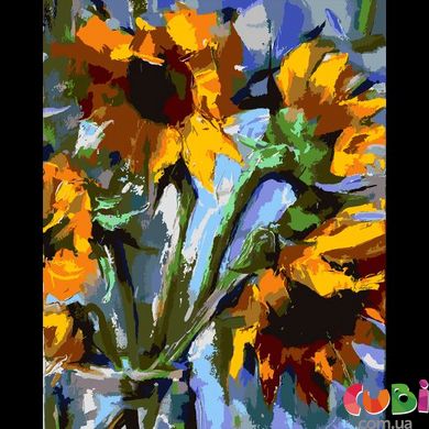 Набір, картина за номерами Букет соняшників , 40 50 см, SANTI, 954384