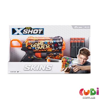 Быстрострельный бластер X-SHOT Skins Flux Game Over (8 патронов), 36516E