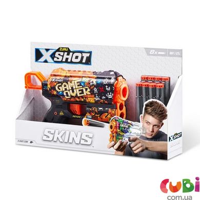 Быстрострельный бластер X-SHOT Skins Flux Game Over (8 патронов), 36516E
