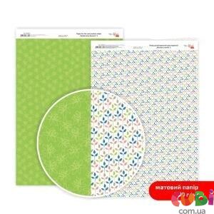 Дизайнерський папір двосторонній ROSA TALENT Ніжність квітів №5 Матовий (5318021), Зелений; Білий