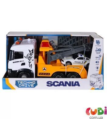 Ігровий набір серії "Mid Truck" &ndash; Евакуатор Scania з машиною поліції (світло, звук) (3004KS), комбінований