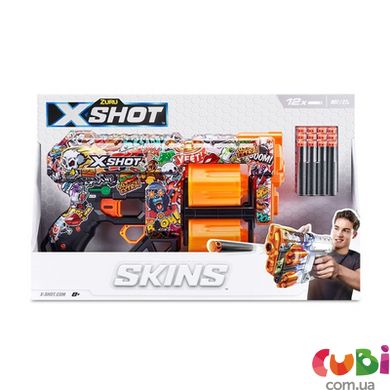 Зброя іграшкова швидкострільний бластер X-SHOT Skins Dread Sketch (12 патронів), 36517H