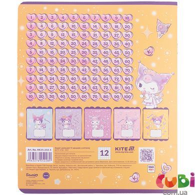Тетрадь школьная Kite Kuromi HK25-232-3, 12 листов, в клетку