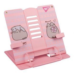 Подставка для книг с дополнительными фиксаторами Yes "Pusheen", металл, розовая (470519)