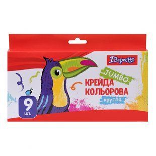 Крейда кольорова 1 Вересня 9 шт. JUMBO Zoo Land (400447)