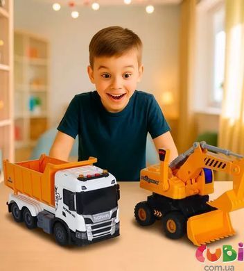 Ігровий набір серії "2 in 1 Truck" &ndash; Самоскид Scania і екскаватор (світло, звук) (8001KS), комбинированый