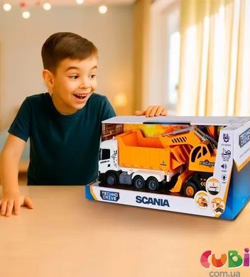 Ігровий набір серії "2 in 1 Truck" &ndash; Самоскид Scania і екскаватор (світло, звук) (8001KS), комбинированый