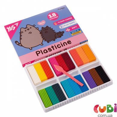 Пластилін Yes, 18 кольорів, 360г "Pusheen" (540695)