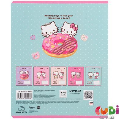 Тетрадь школьная Kite Hello Kitty HK25-232-2, 12 листов, клетка