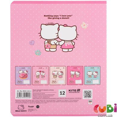 Тетрадь школьная Kite Hello Kitty HK25-232-2, 12 листов, клетка