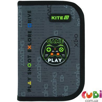 Пенал Kite 1 отделение, 2 отворота, с наполнением 622H Good Game (K26-622H-2), сірий