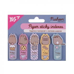 Індекси паперові Yes "Pusheen", 55х22мм, 100 шт (5x20) (170438)