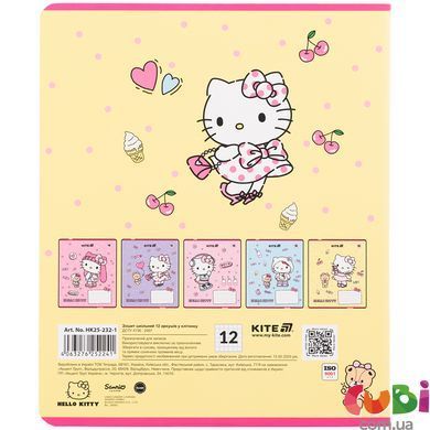 Тетрадь школьная Kite Hello Kitty HK25-232-1, 12 листов, в клетку