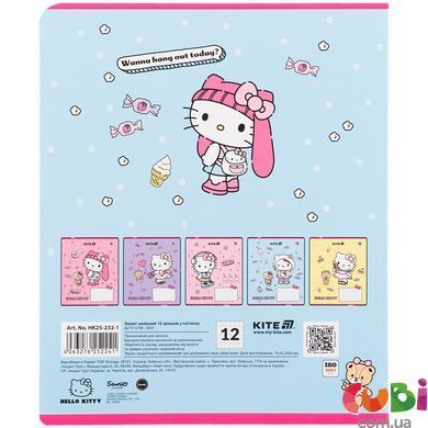 Тетрадь школьная Kite Hello Kitty HK25-232-1, 12 листов, в клетку