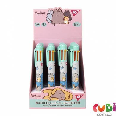 Ручка шариковая Yes "Pusheen" 0,7 мм, 6 цветов (412267)