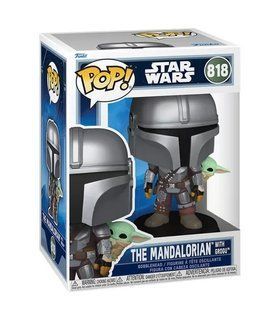 Ігрова фігурка FUNKO POP! серії "Мандалорець" - МАНДАЛОРЕЦЬ З ҐРОҐУ НА СПИНІ (90443), комбінований