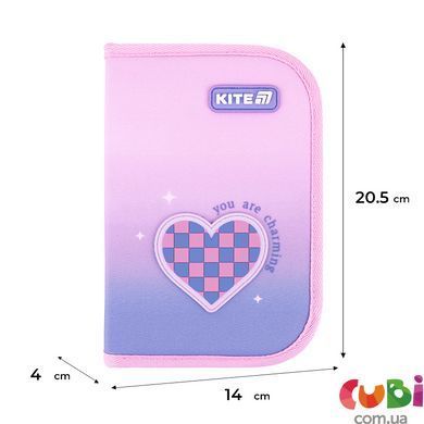 Пенал Kite 1 отделение, 1 отворот, без наполнения 621 Charming (K26-621-1), Розовый