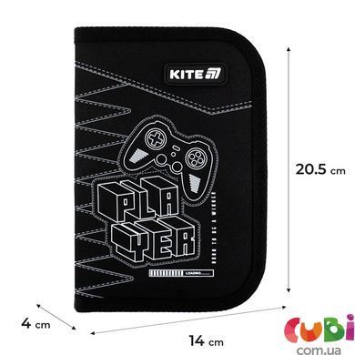 Пенал з наповненням Kite Player K25-622H-6, 1 відділення, 2 відвороти, комбінований