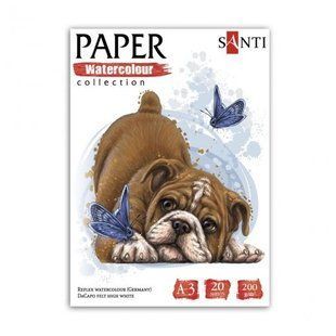 Набір паперу для акварелі SANTI Animals , А3, Paper Watercolor Collection , 20 арк, 200 (1305190