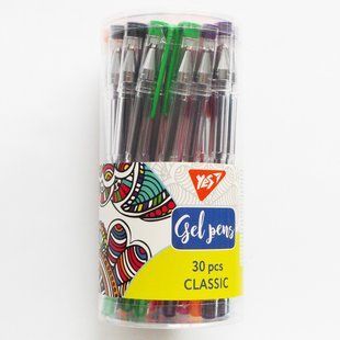 Ручка гелева YES Classic 15 кол, 30 шт тубус, 420429