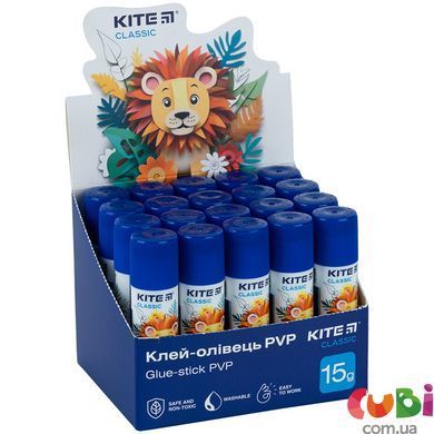 Клей-олівець PVP, 15 г з індикатором Kite Classic (K-1130)