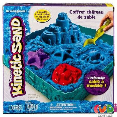 Набор песка для детского творчества - KINETIC SAND ЗАМОК ИЗ ПЕСКА (голубой, 454 г, формочки, лоток), 71402B