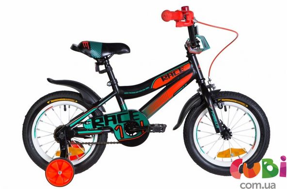 Велосипед ST 14" Formula RACE рама-8,5" черно-оранжевый с бирюзовым (м) с крылом Pl