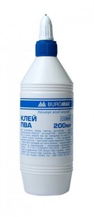 Клей ПВА Buromax JOBMAX 200 мл ковпачок-дозатор (BM.4853)