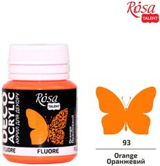 Краска акриловая ова, оранжевая, флуоресцентная, 20мл, ROSA TALENT 323060193