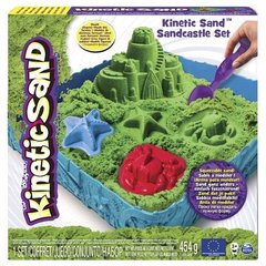 71402 Набір піску для дитячої творчості - KINETIC SAND ЗАМОК з піску (зелений, 454 г, формочки, лоток)