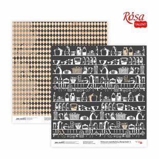 Папір для скрапбукінгу &bdquo;Recipe book&ldquo; 3 двосторонній 30,48х30,48см 200г/м2 ROSA TALENT