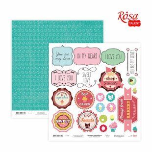 Папір для скрапбукінгу &bdquo;Cake delicious&ldquo; 3 двосторонній 30,48х30,48см 200г/м2 ROSA TALENT