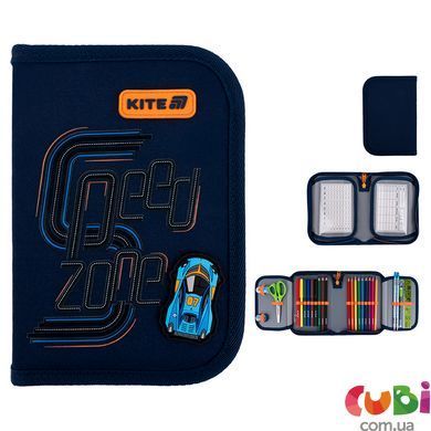 Пенал Kite Speed Zone K25-622H-4 з наповненням, 1 відділення, 2 відвороти, комбінований