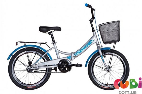 Велосипед ST 20" Formula SMART Vbr рама-13" серебристо-синий с багажником зад St, с крылом St, с корзиной St