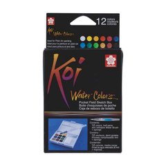 Набор Краски акварельных красок KOI WATERCOLORS SKETCHBOX, 12цветов, Sakura XNCW-12H