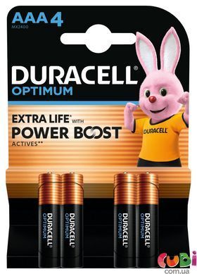 Лужні батарейки Duracell Optimum AAA, 4 шт. в упаковці