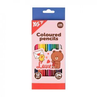 Карандаши цветные Yes 12 24 цв. Line Friends. Choco love, 290746