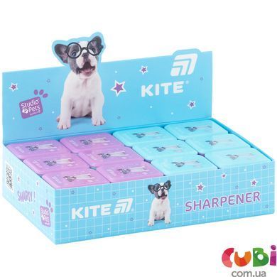 Точилка с контейнером прямоугольная Kite Studio Pets (SP26-116), фіолетовий; блакитний