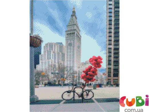 Набір для творчості алмазна картина Припаркований велосипед із кульками Strateg розміром 40х50, FA40845
