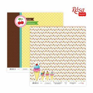 Папір для скрапбукінгу &bdquo;Cake delicious&ldquo; 1 двосторонній 30,48х30,48см 200г/м2 ROSA TALENT