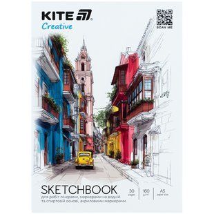 Скетчбук для работ маркерами Kite Creative (K-1280), А5, 30 листов