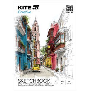Скетчбук для робіт маркерами, A5, 30 арк., Kite Creative (k-1280)
