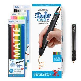 3D-ручка 3Doodler Create PLUS для проф. использования - ЧЕРНАЯ (75 cтержней, аксессуары), комбинированый